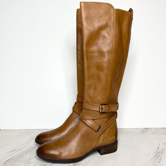 New! Sam Edelman Pansy Brown Leather Tall Boot 6 1/2 M - Picture 1 of 15